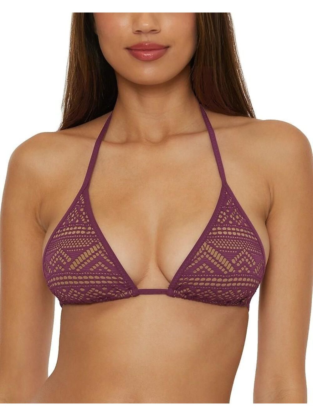 Becca Women's Color Play Crochet Triangle Bikini Top - Aubergine (0031)